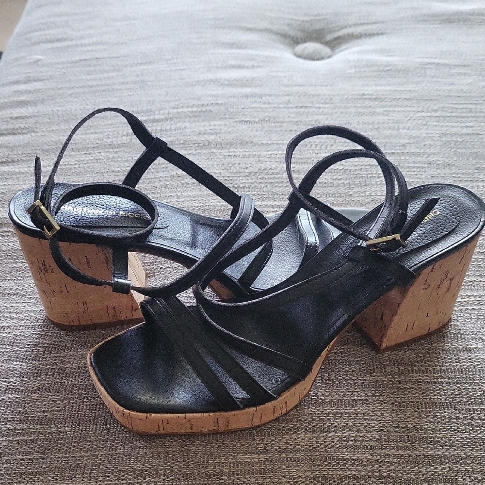 Black Wedges with Cork Heel